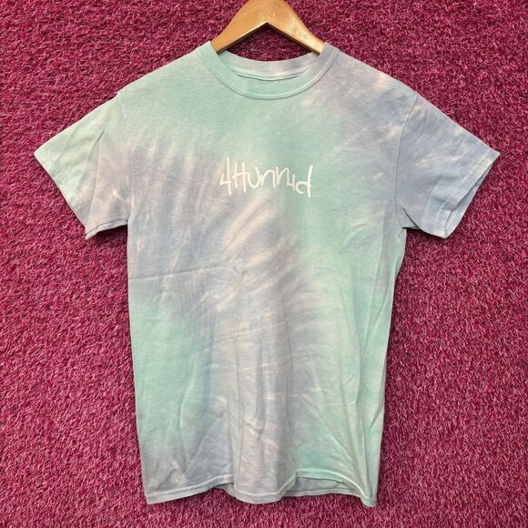 YG 4hunnid Big Logo blue tiedye Tee size small - Picture 3 of 5